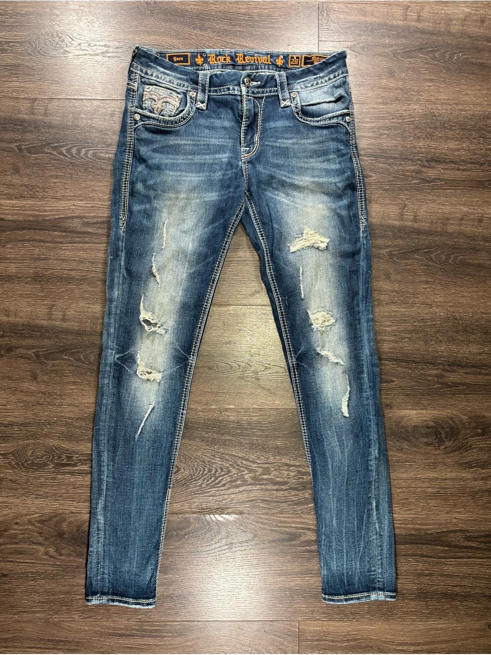 Rock Revival ‘Yara’ Pre Distressed Y2K Embillished Mid Rise Skinny size 29